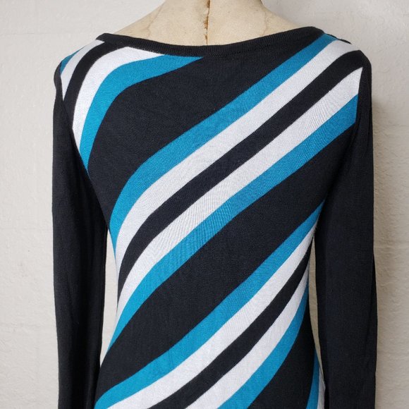 WHBM Black and Blue Asymmetric Hem Sweater Dress S - Picture 8 of 16